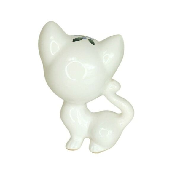 Vintage 40s Japanese Ceramic Kitsch Kawaii Big Eye Kitty Cat Animal Figurines - Picture 11 of 12